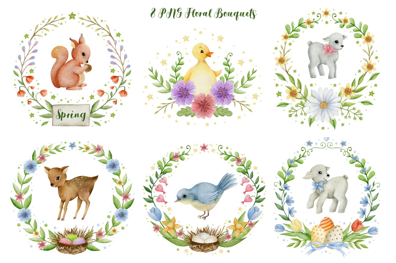 watercolor-wreath-flowers-and-animals-happy-easter-spring