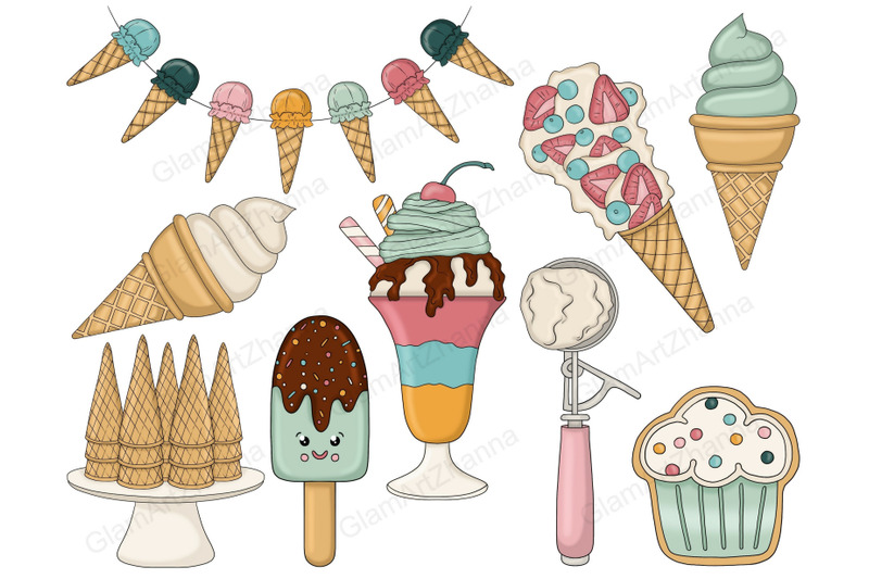 ice-cream-clipart-retro-groovy-graphics-set