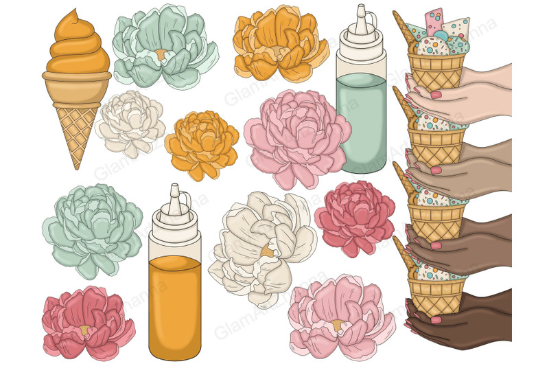 ice-cream-clipart-retro-groovy-graphics-set