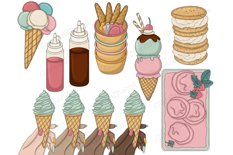 ice-cream-clipart-retro-groovy-graphics-set