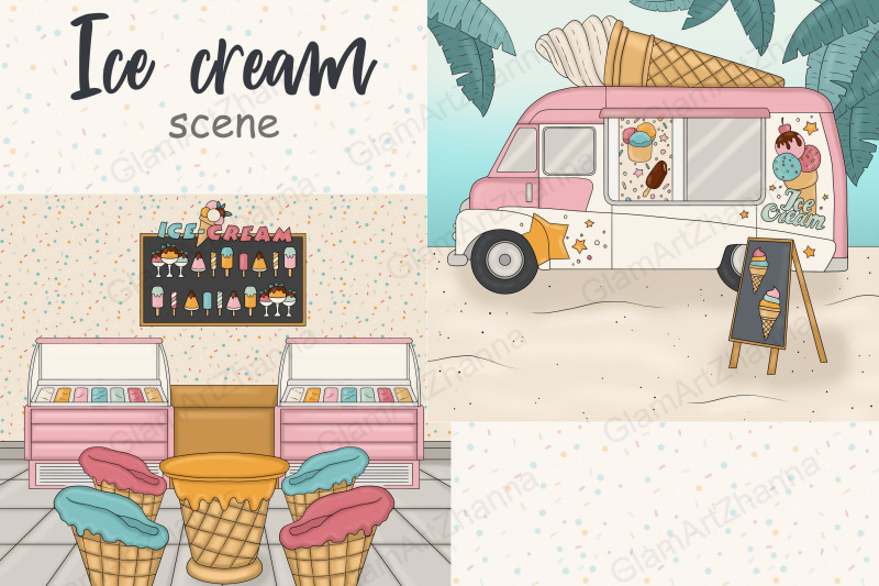 ice-cream-shop-clipart-retro-summer-illustration