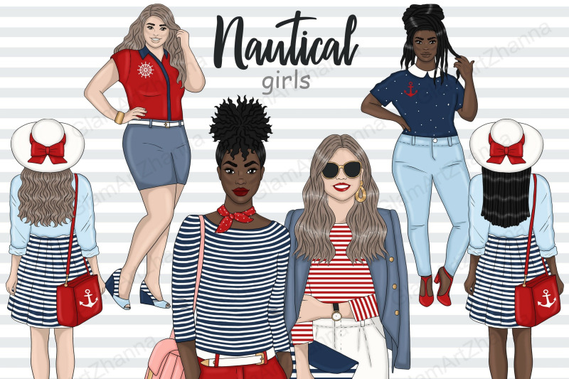 nautical-clipart-travel-girl-illustration-set