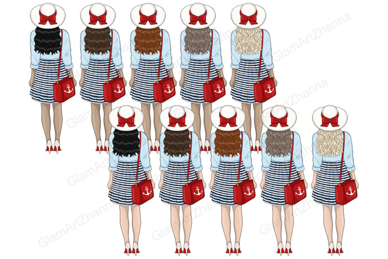 nautical-clipart-travel-girl-illustration-set