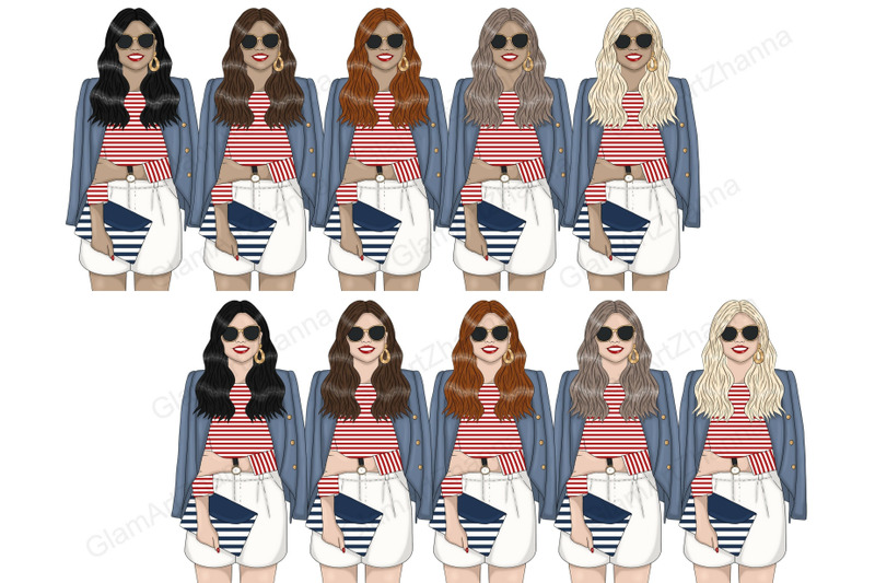 nautical-clipart-travel-girl-illustration-set