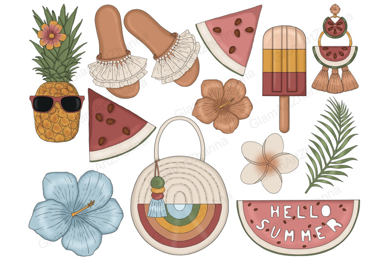 summer-boho-clipart-beach-party-graphics-set