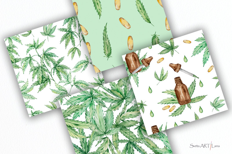 cannabis-watercolor-digital-paper