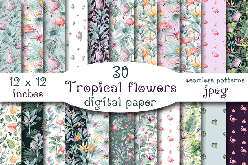 30-tropical-watercolor-digital-papers-for-scrapbooking