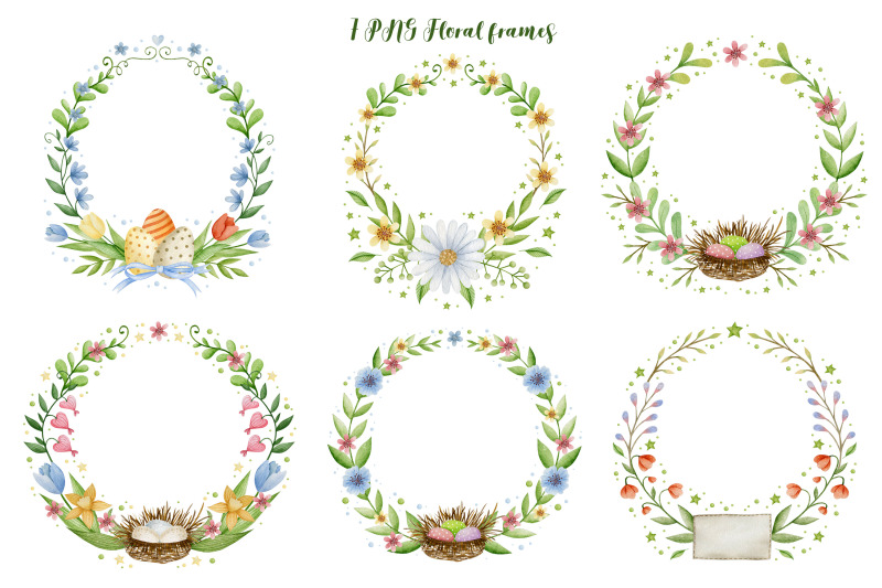 watercolor-floral-frames-spring-happy-easter