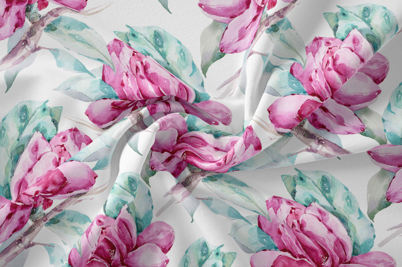 watercolor-magnolia-seamless-pattern-digital-paper