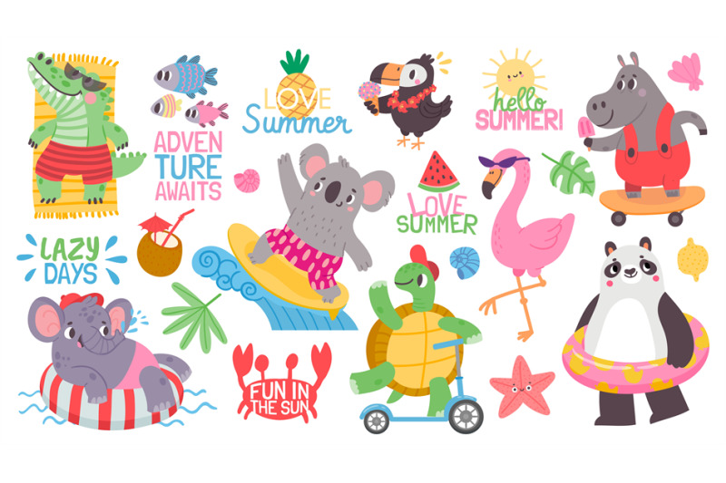 cartoon-kid-animal-summer-vacation-activity-at-beach-koala-surfer-fl