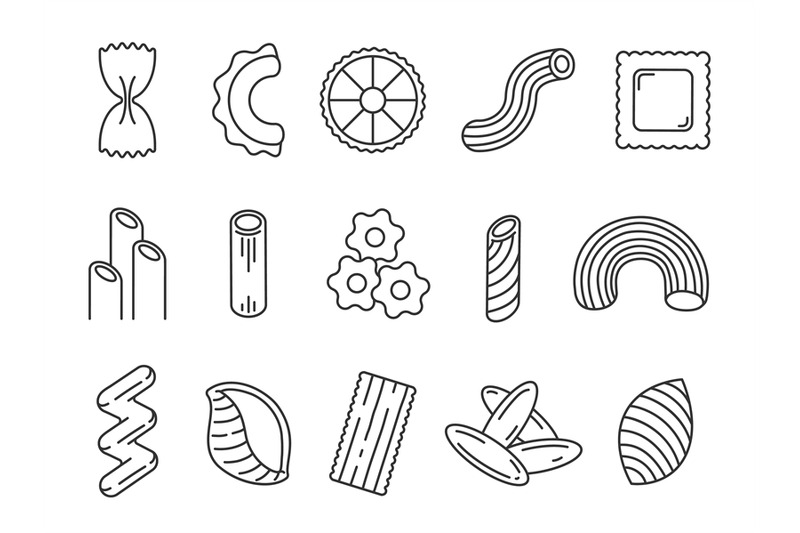 italian-food-pasta-product-shape-types-line-icons-outline-spaghetti