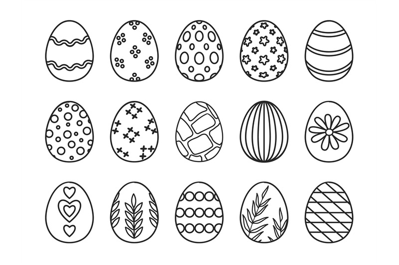 happy-easter-day-decorated-eggs-with-pattern-line-icons-outline-egg-w