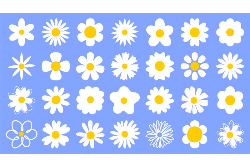 cartoon-daisy-logo-designs-chamomile-flower-icons-flat-spring-floral