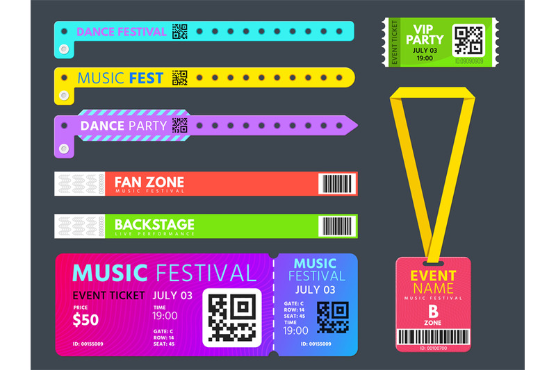 event-tickets-entrance-bracelets-and-badge-for-access-control-music