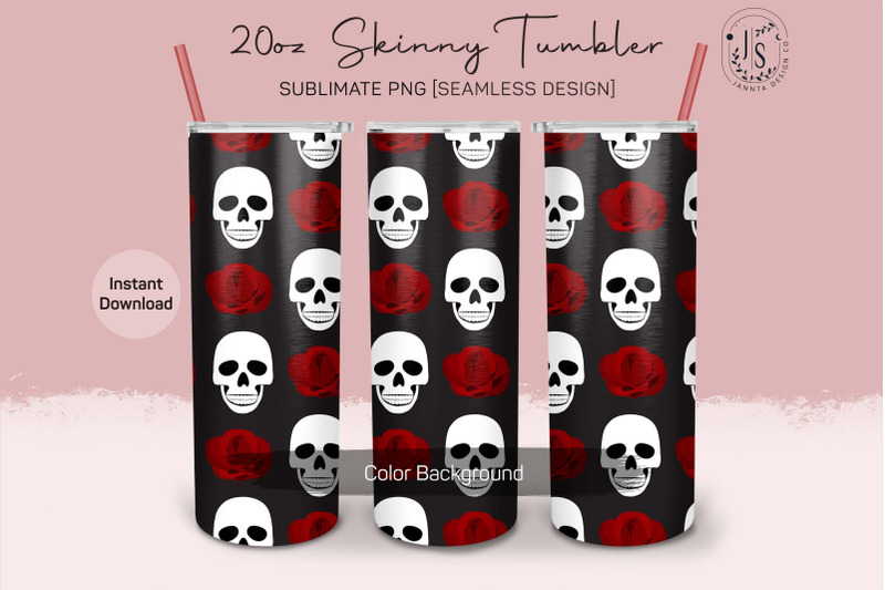 skulls-and-rose-20oz-tumbler-sublimation-wraps
