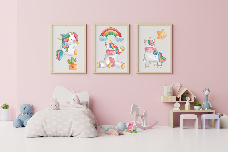 cute-unicorn-watercolor-clipart-bundle