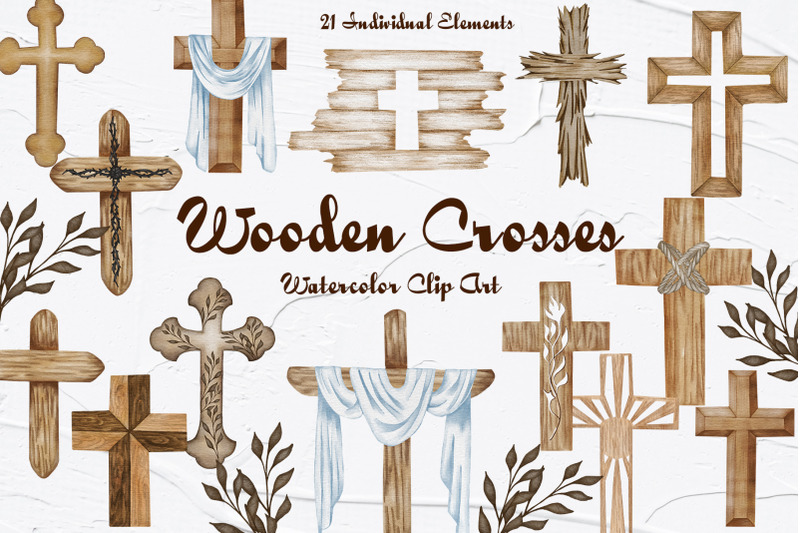 wooden-crosses-watercolor-clipart