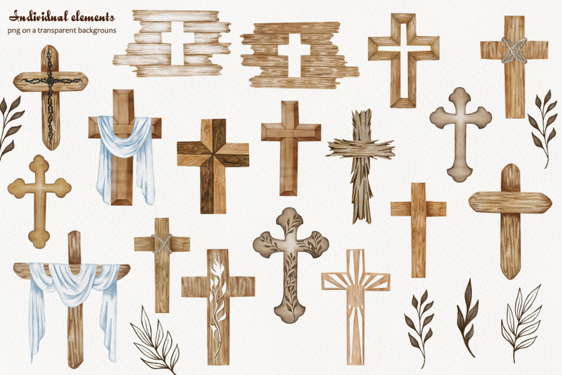 wooden-crosses-watercolor-clipart