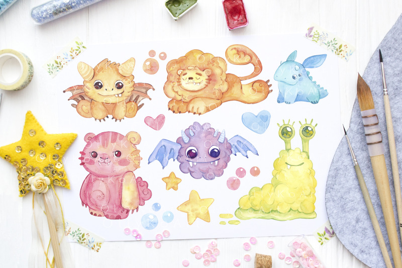 watercolor-baby-monsters-clipart