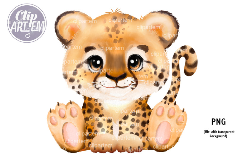 sweet-baby-cheetah-boy-watercolor-clip-art-png-unisex-image