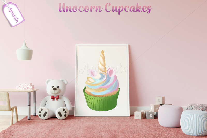 unicorn-cupcake-watercolor-sublimation