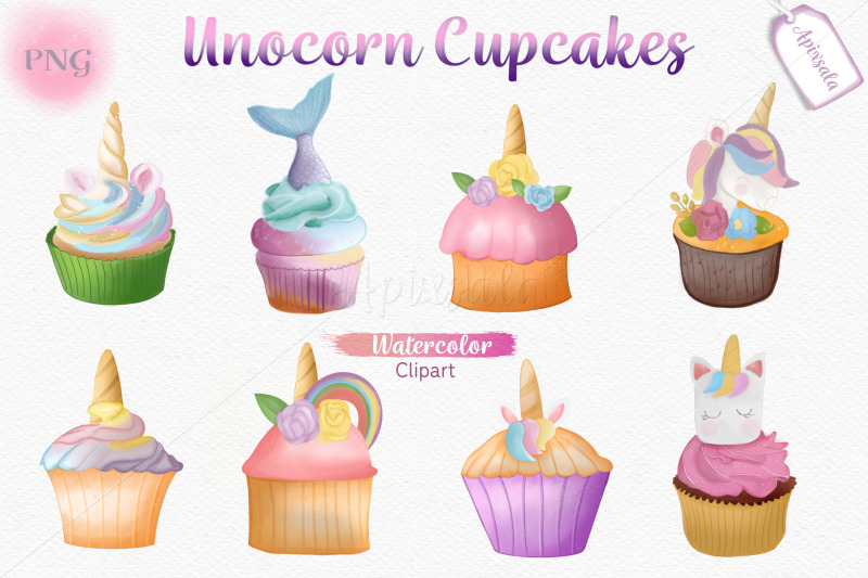 unicorn-cupcake-watercolor-sublimation