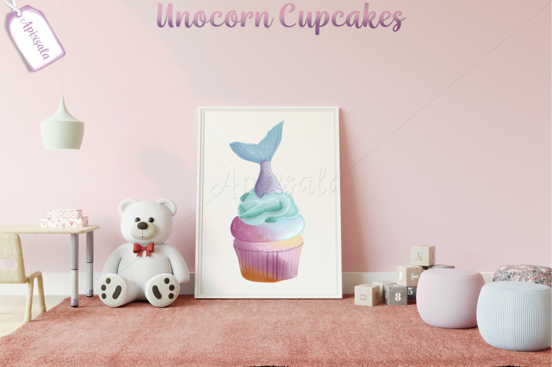 unicorn-cupcake-watercolor-outline-color