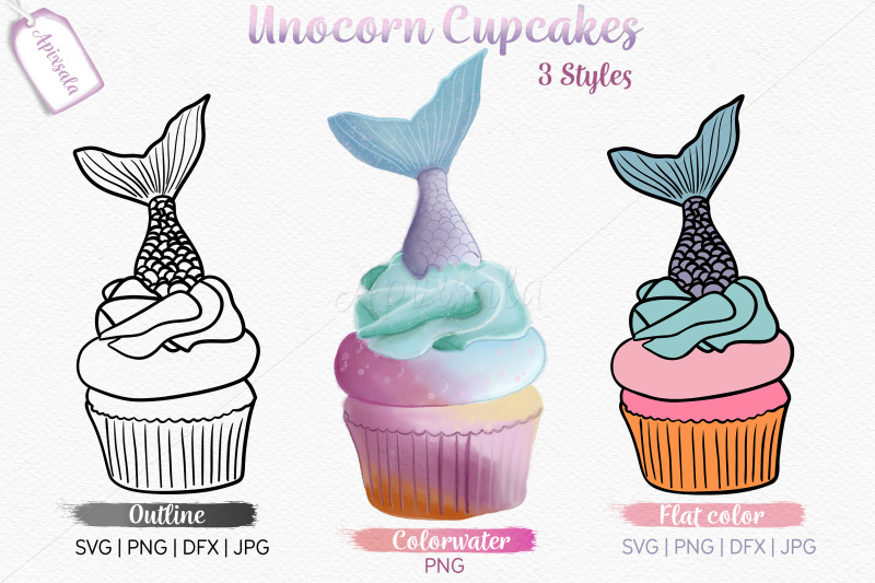 unicorn-cupcake-watercolor-outline-color