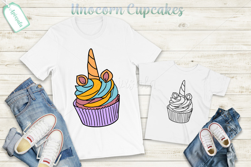 unicorn-cupcake-watercolor-outline-color