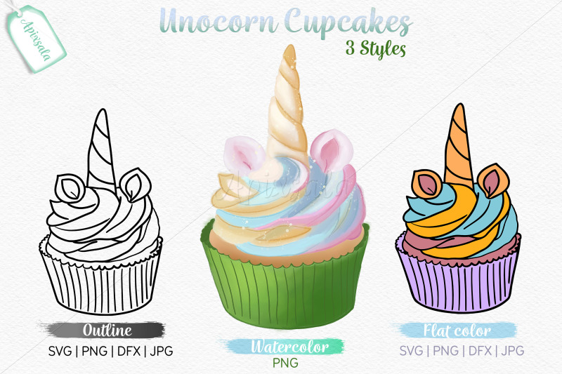 unicorn-cupcake-watercolor-outline-color