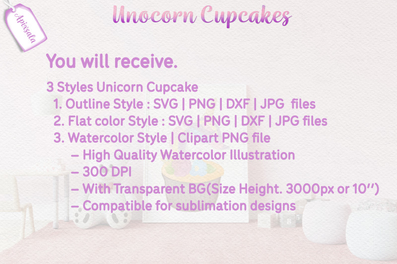 unicorn-cupcake-watercolor-outline-color