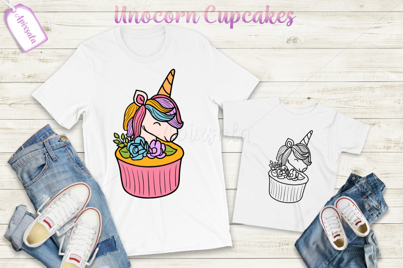 unicorn-cupcake-watercolor-outline-color