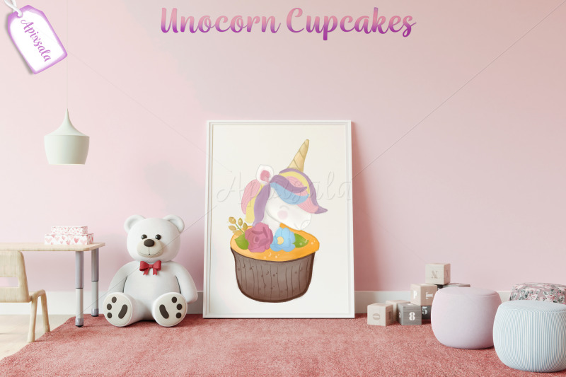 unicorn-cupcake-watercolor-outline-color