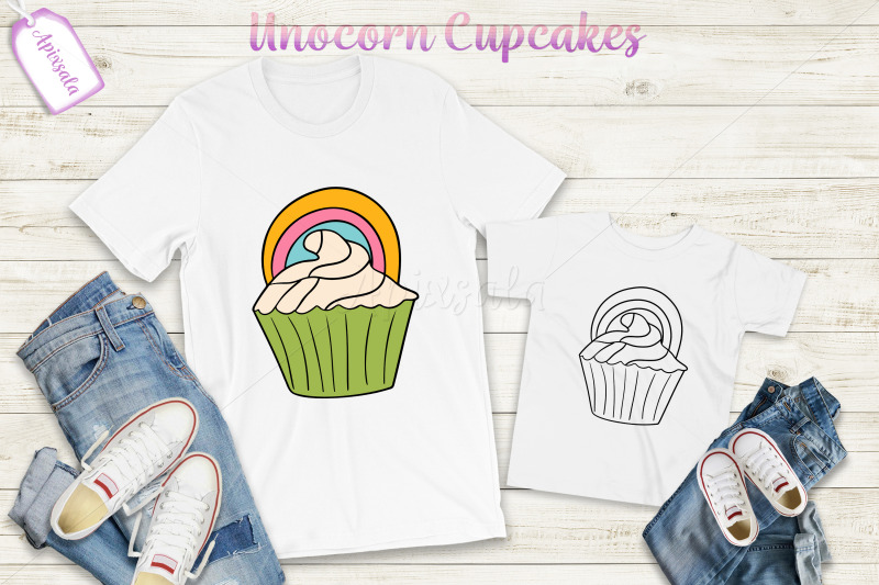 unicorn-cupcake-watercolor-outline-color