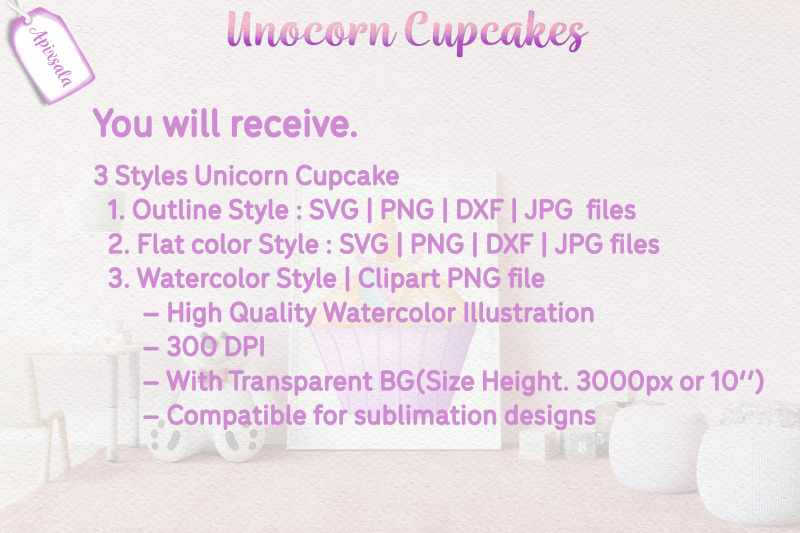 unicorn-cupcake-watercolor-outline-color