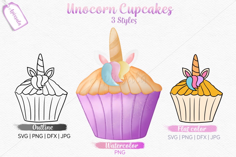 unicorn-cupcake-watercolor-outline-color