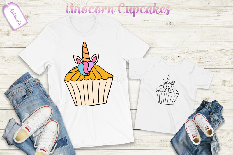 unicorn-cupcake-watercolor-outline-color