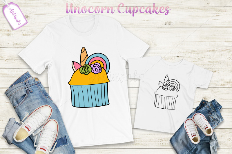 unicorn-cupcake-watercolor-outline-color