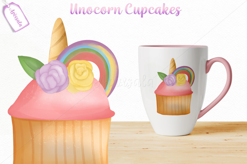 unicorn-cupcake-watercolor-outline-color