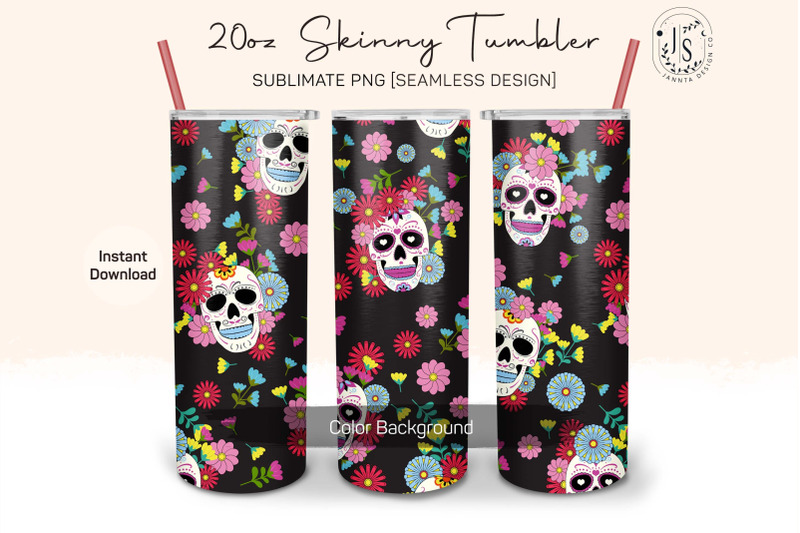 sugar-skull-and-flowers-20oz-tumbler-sublimation-wraps