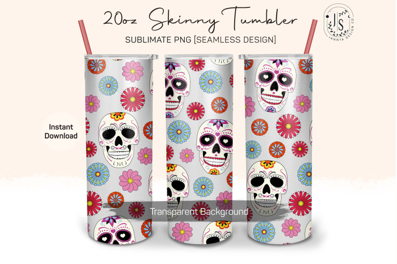 sugar-skull-and-flowers-20oz-tumbler-sublimation-wraps