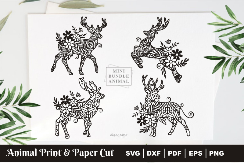 deer-mandala-with-flower-paper-cut-amp-print-vector