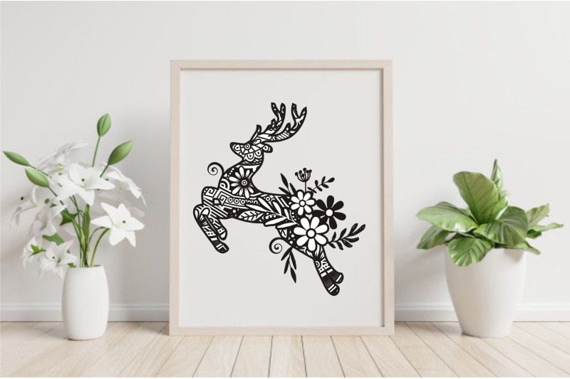 deer-mandala-with-flower-paper-cut-amp-print-vector