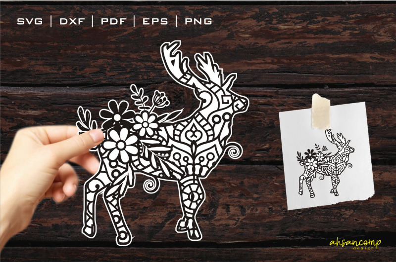 deer-mandala-with-flower-paper-cut-amp-print-vector