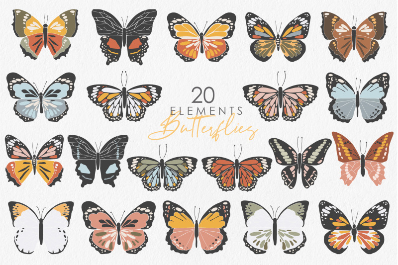 boho-butterflies-clipart-spring-butterfly-elements