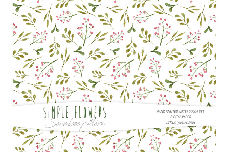 watercolor-simple-floral-seamless-pattern-white-background