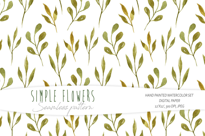 watercolor-simple-floral-seamless-pattern-on-white-background