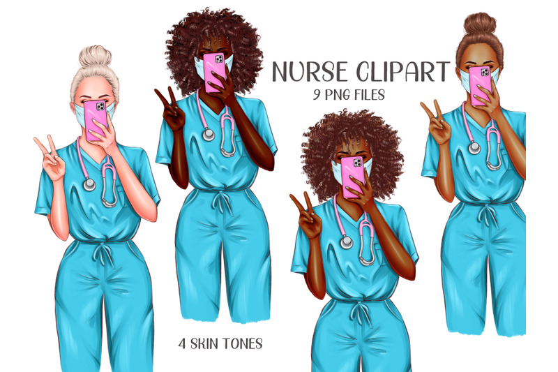 nurse-clipart-set-9-png-files-for-sublimations