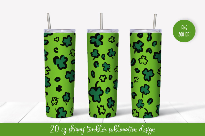 st-patricks-day-tumbler-sublimation-green-shamrock-leopard