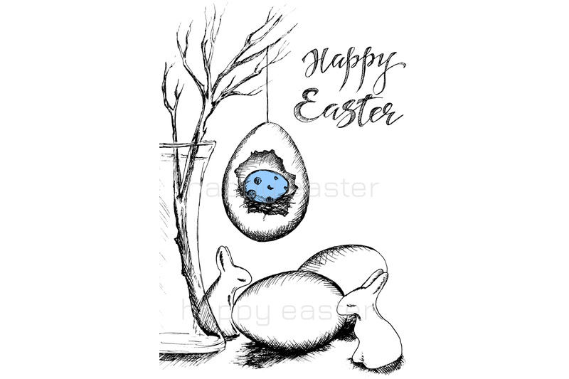 happy-easter-cards-set-of-2-graphics-painting-in-pdf-and-jpg
